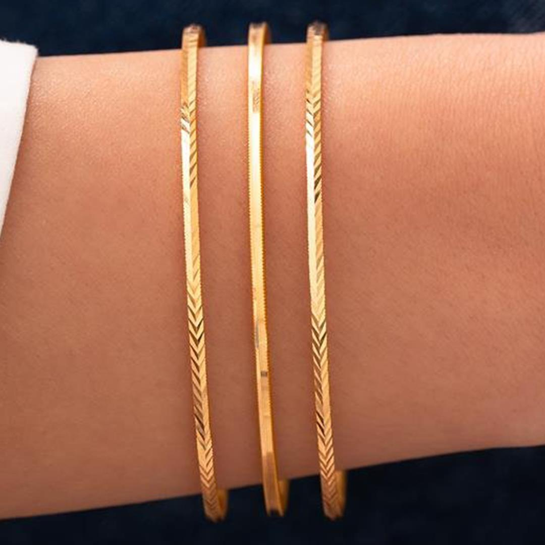 18 Gr(Gram) 3'lü Kombin 1 Suyolu 2 Başak Ajda Model 22 Ayar Altın İşçiliksiz Yatırımlık Bilezik