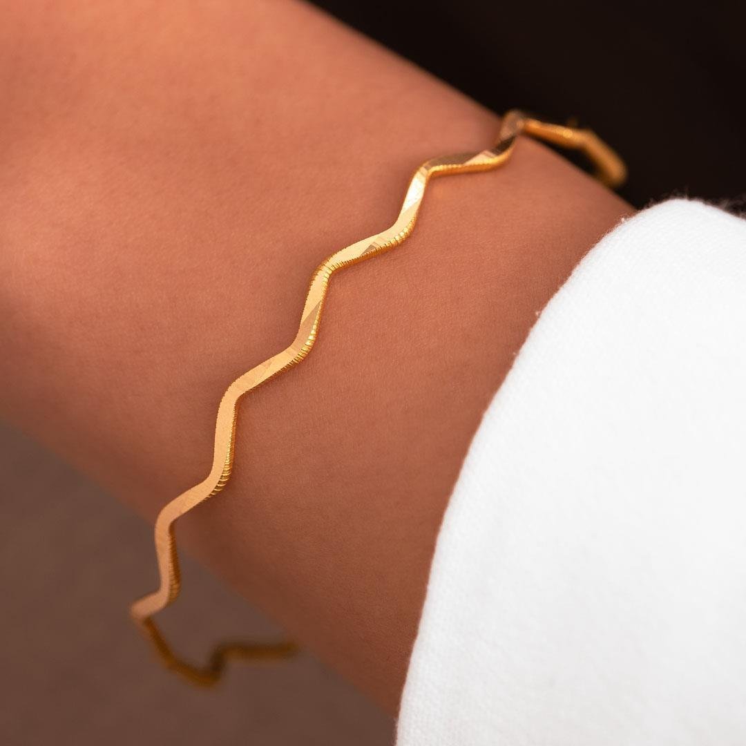 22 Ayar Altın Zigzag Ajda Bilezik 10 Gram