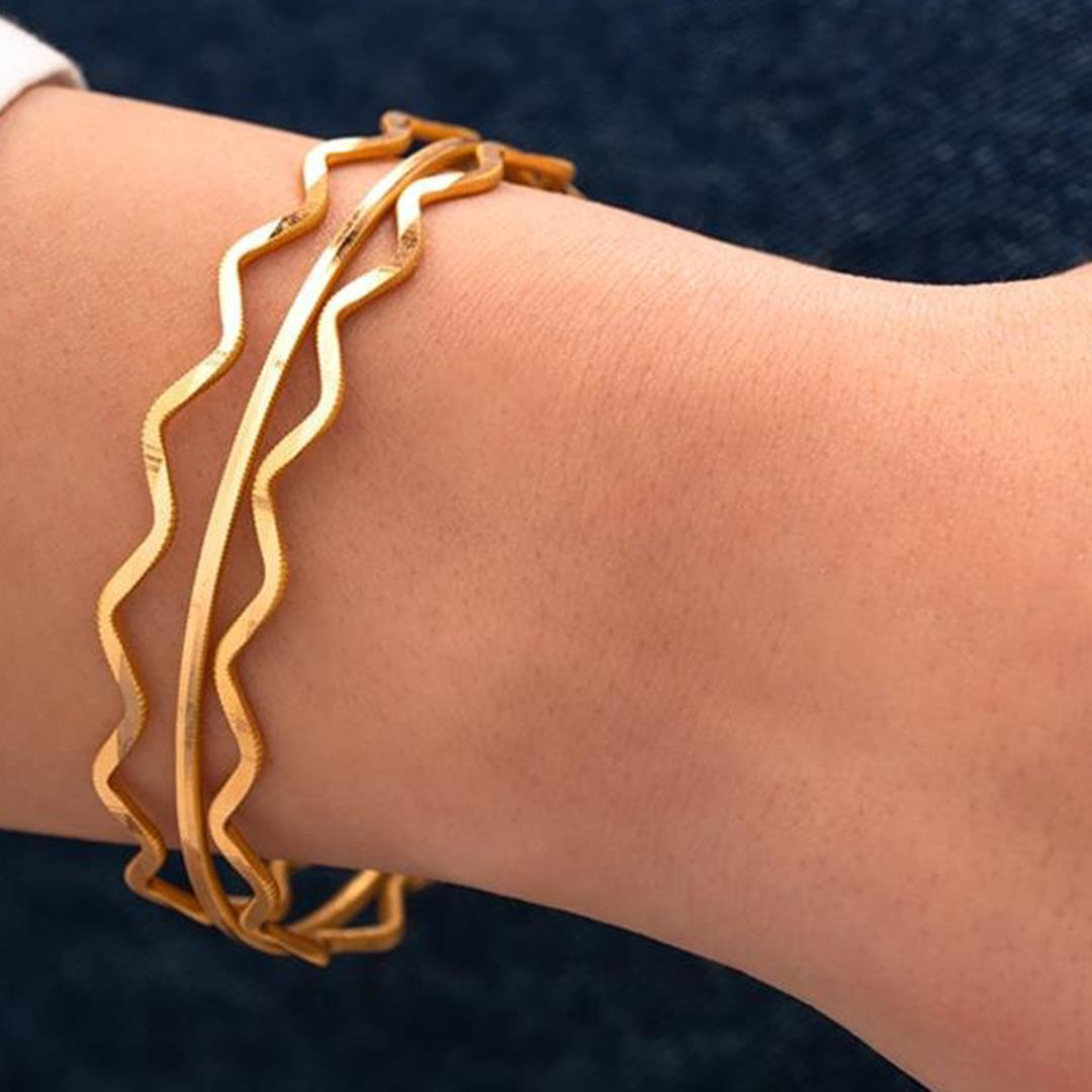 24 Gr(Gram) 3'lü Kombin 1 Suyolu Ajda 2 Zigzag Ajda Model 22 Ayar Altın İşçiliksiz Yatırımlık Bilezik