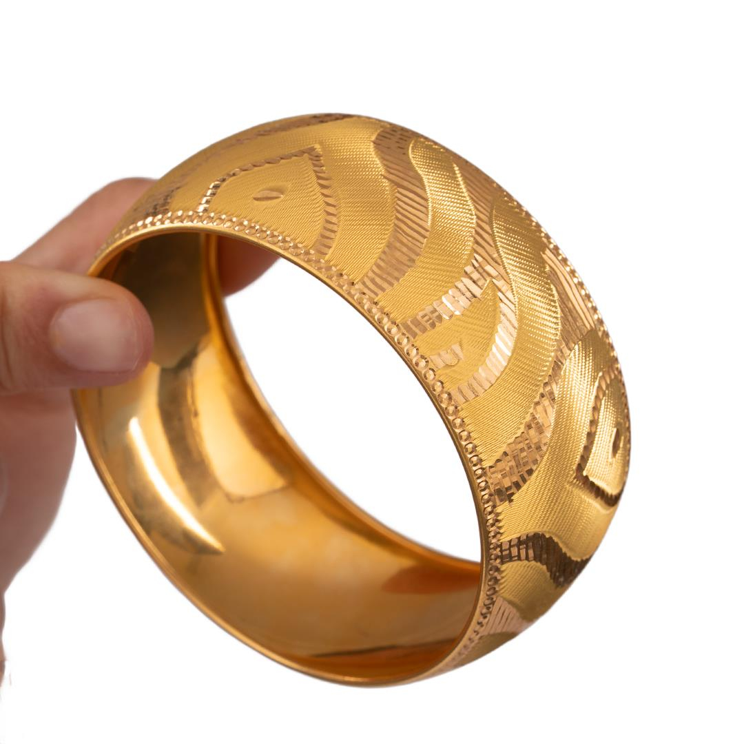 35 Gram (Gr) 40mm Dalga Desen Mega Bilezik 22 Ayar Yatırımlık İşçiliksiz