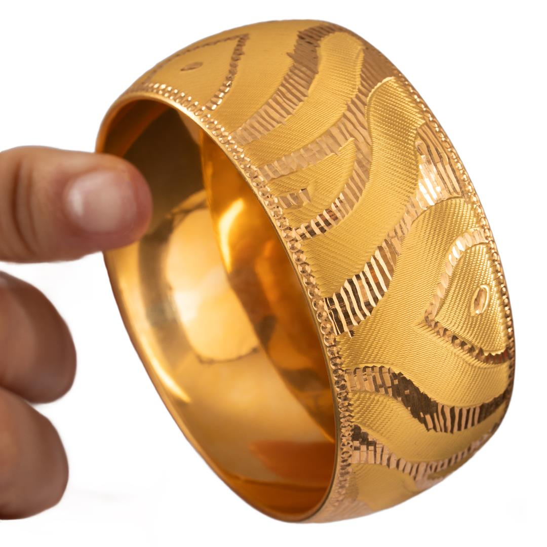 35 Gram (Gr) 40mm Dalga Desen Mega Bilezik 22 Ayar Yatırımlık İşçiliksiz