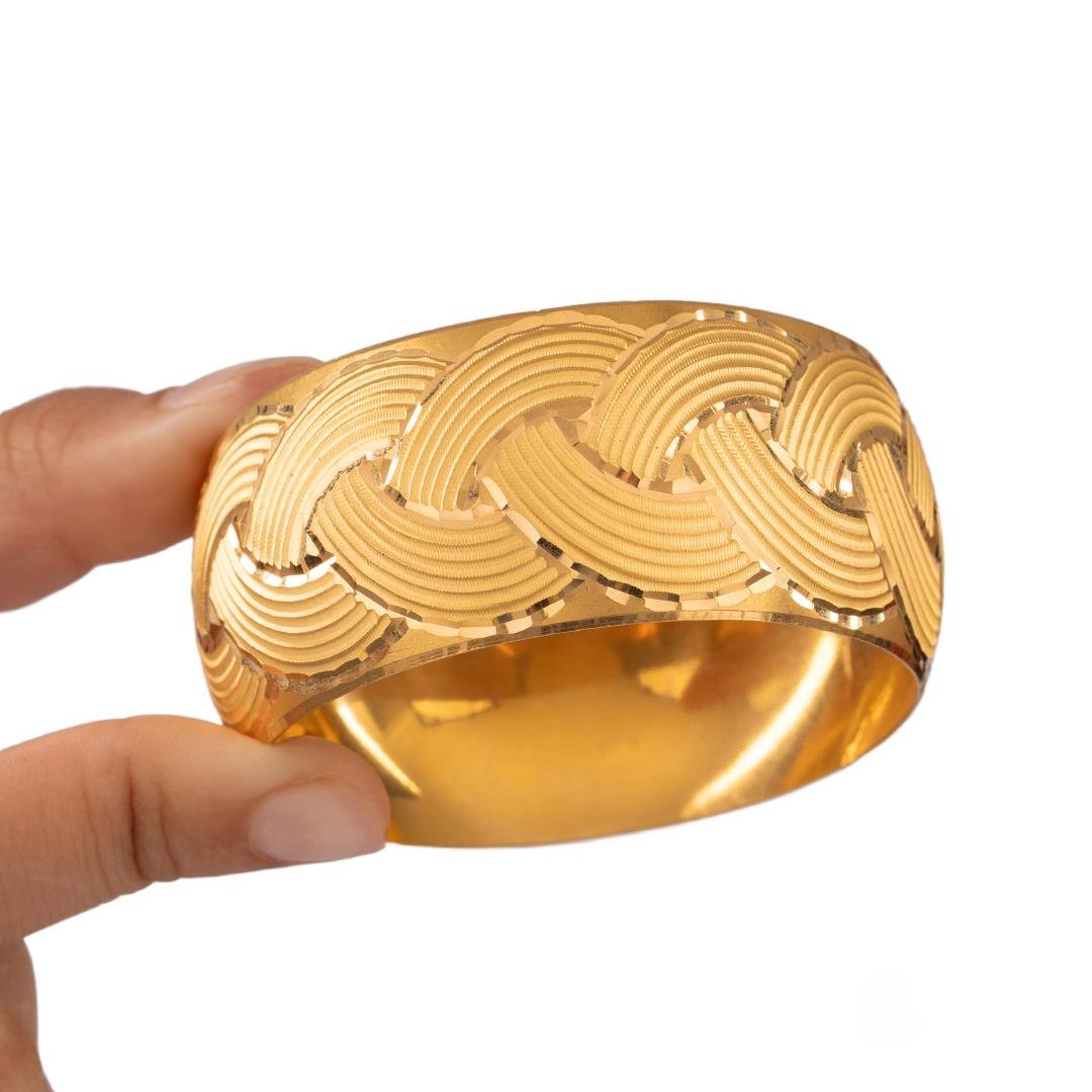 35 Gram (Gr) 40mm Örgü Desen Mega Bilezik 22 Ayar Yatırımlık İşçiliksiz