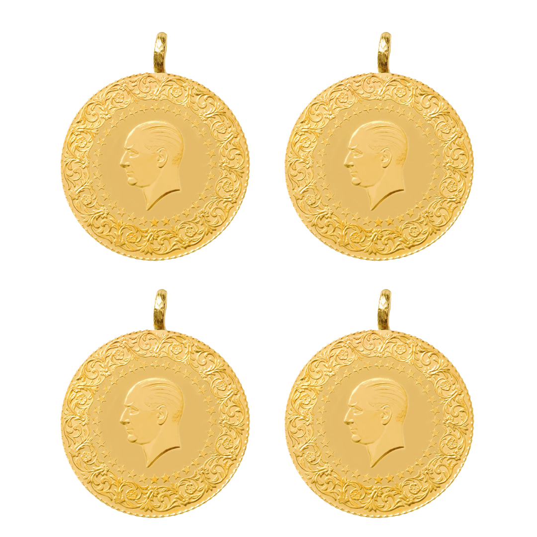 4 Adet Ziynet Beşli Altın Eski Tarihli Kulplu Darphane Yatırımlık