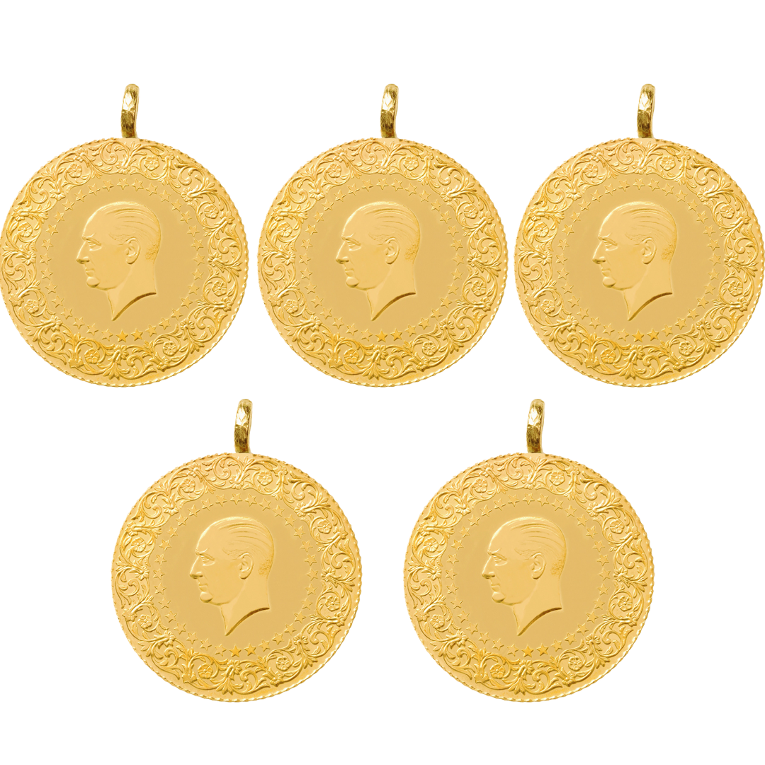 5 Adet Ziynet Gramse 2.5 lu Altın Yeni Tarihli Kulplu Darphane Yatırımlık