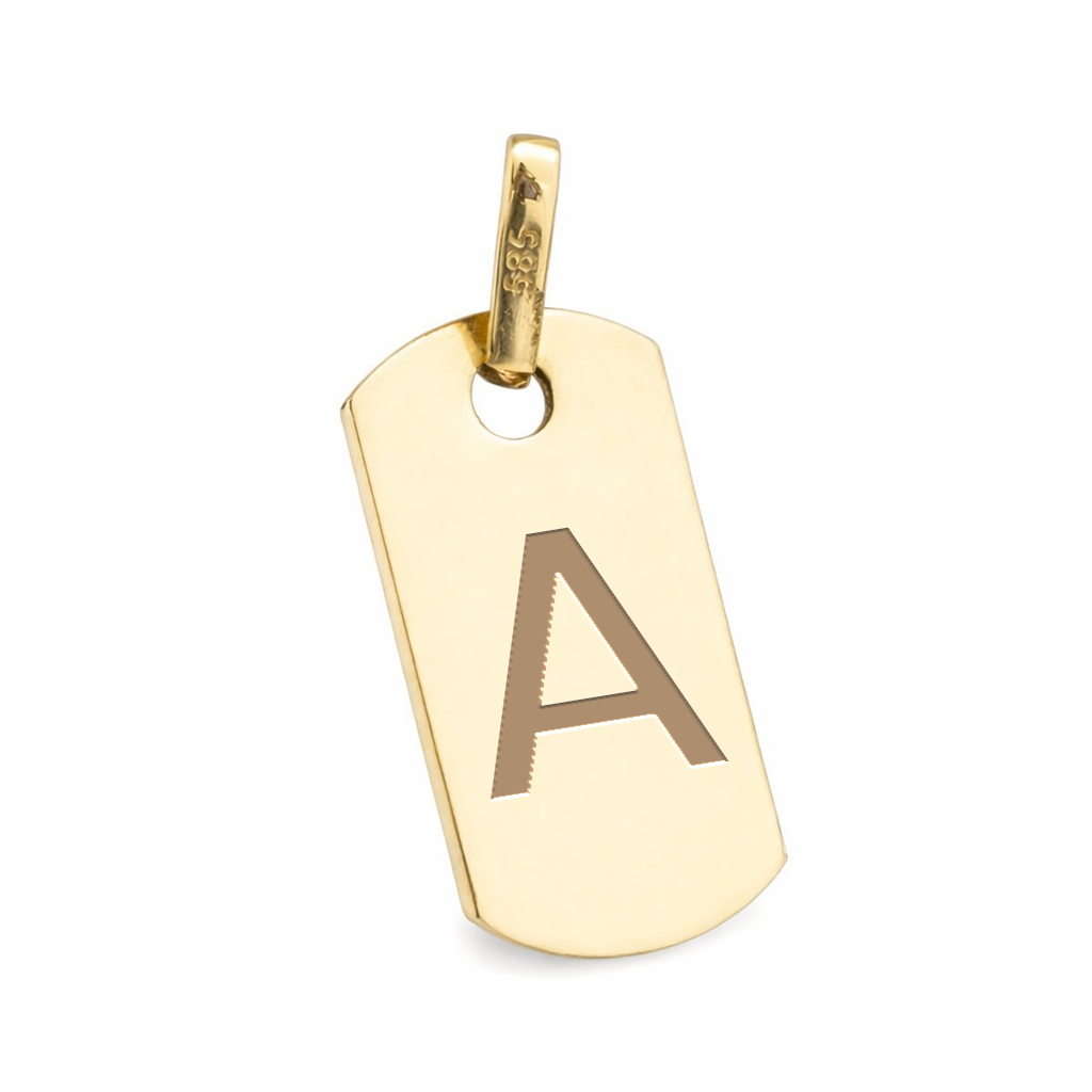 A Harfi Asker Plaka 14 Ayar Altın Kolye
