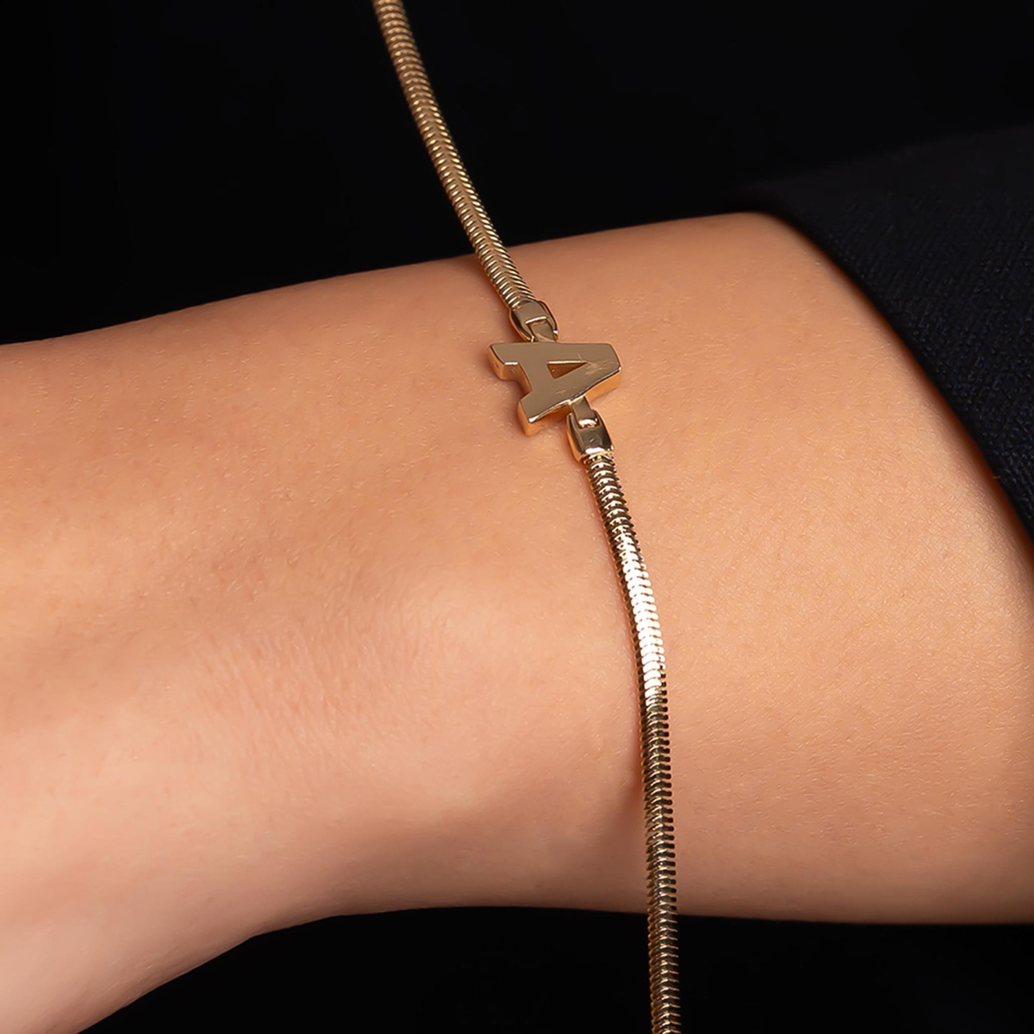 A Harfli 14 Ayar Altın Bileklik