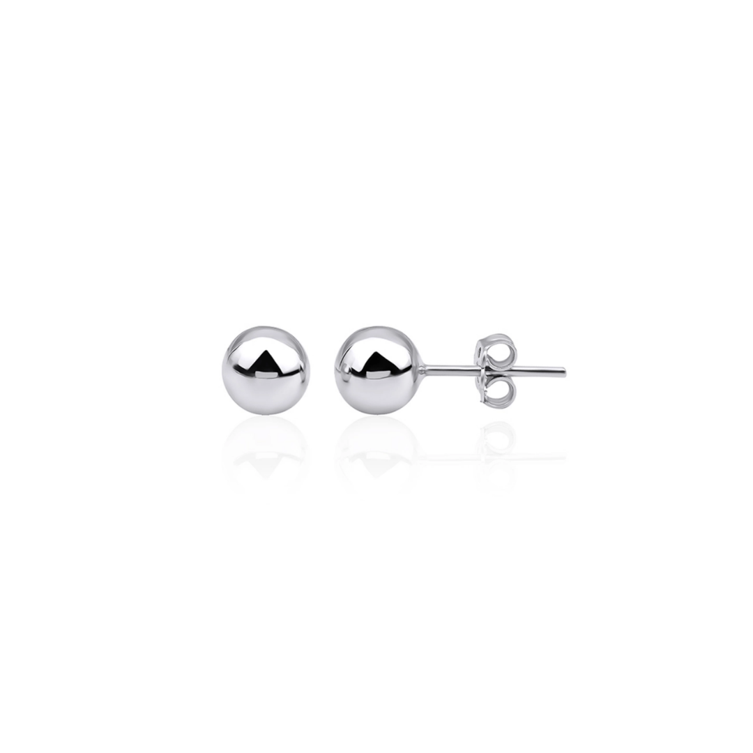 Düz Beyaz Top Küpe 14 Ayar Altın 1,6 Cm