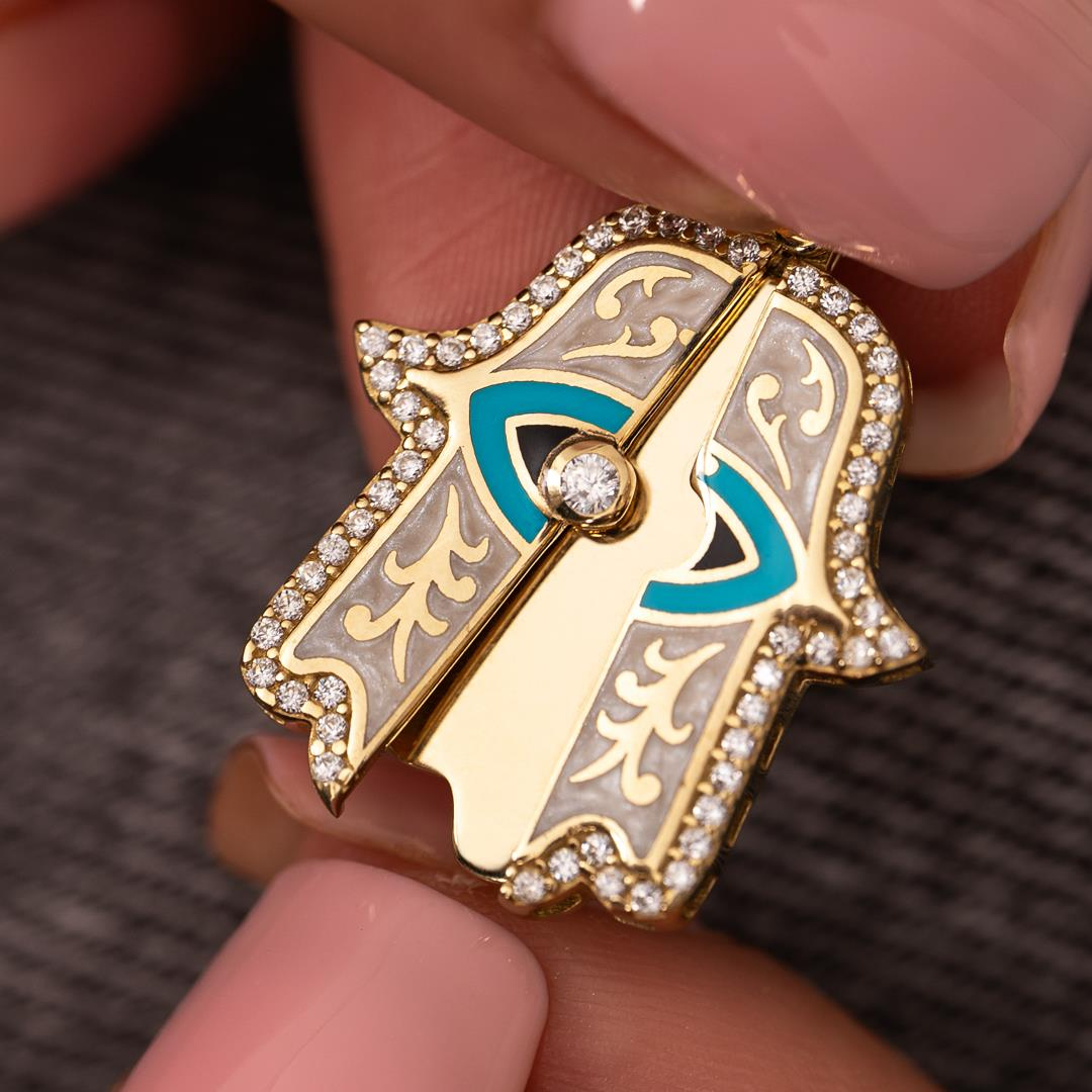 Açılabilir Fatma Ana Eli 14 Ayar Kolye Ucu