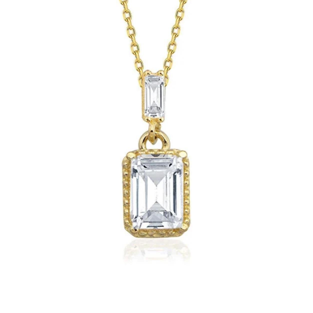 Altın Baget Taşlı Kolye