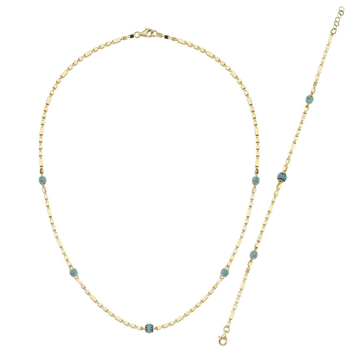 ALTIN FİRUZE TAŞLI SET