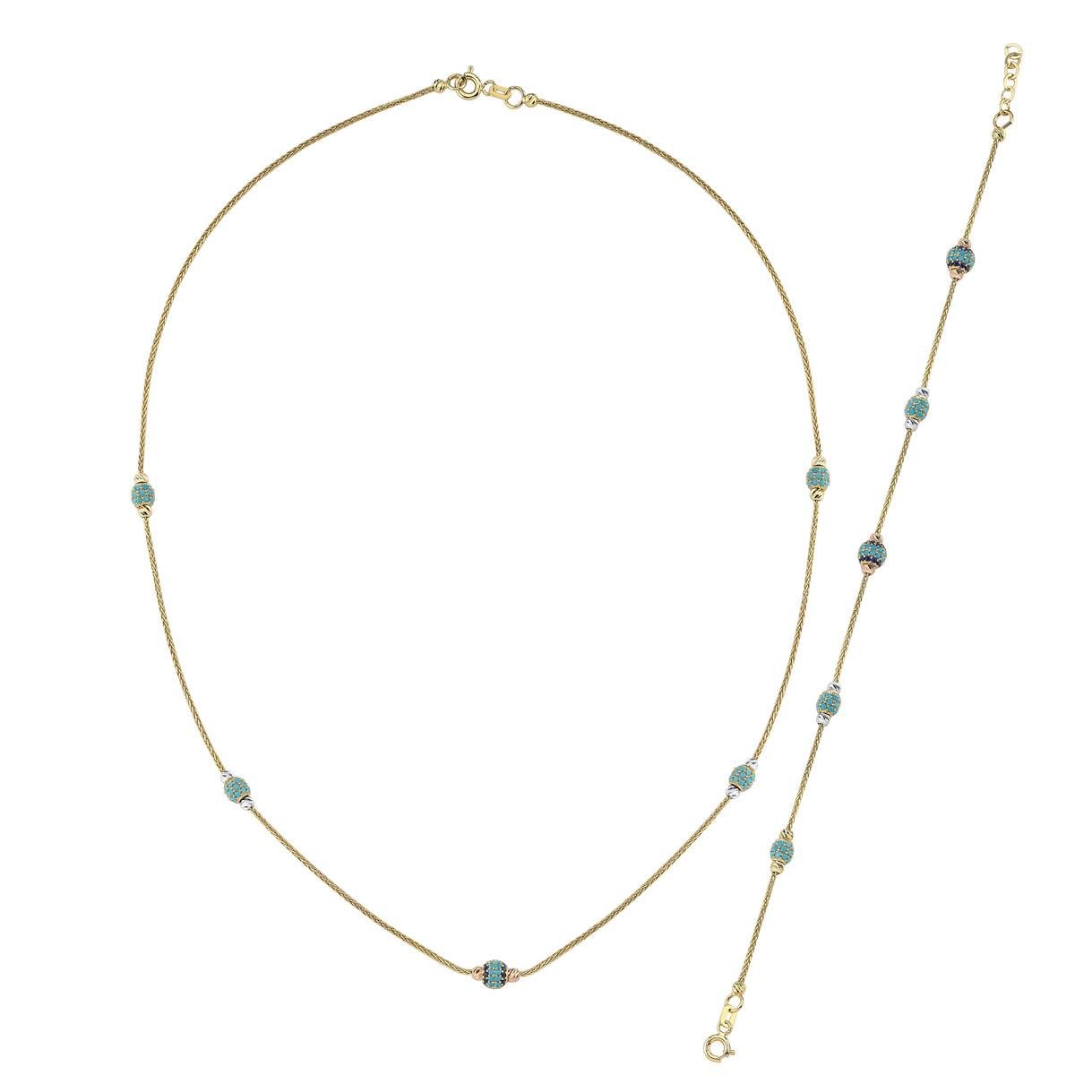 ALTIN FİRUZE TAŞLI SET