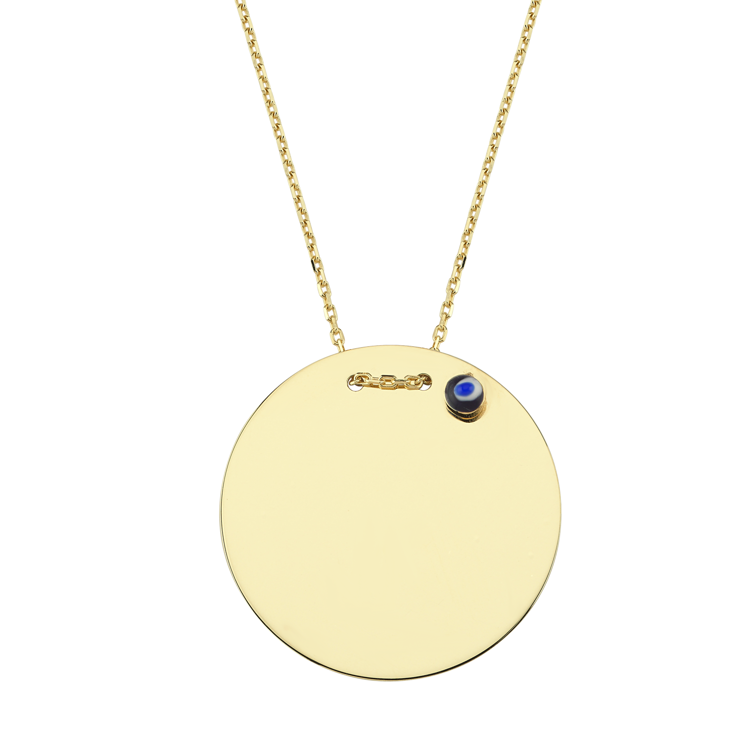 Altın Yuvarlak Plaka Kolye