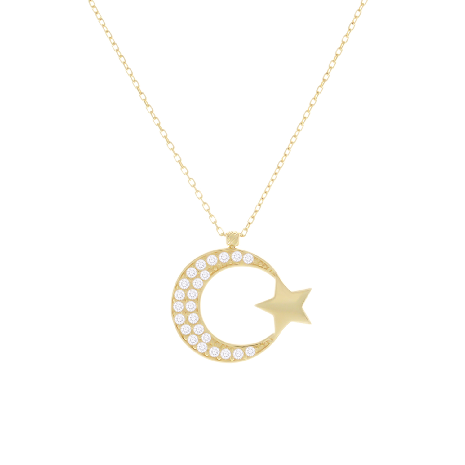 Ay Yıldız 14 Ayar Altın Kolye
