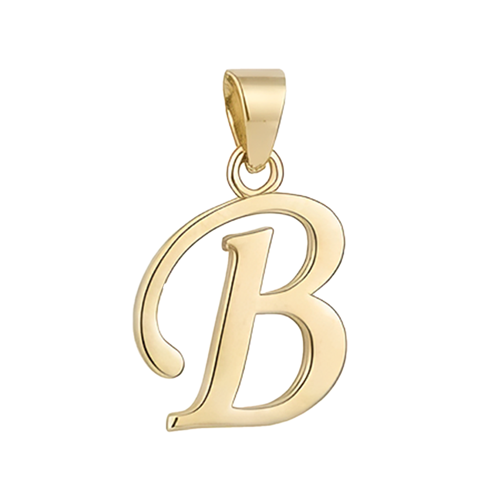 B Harfi El Yazısı 14 Ayar Kolye Ucu