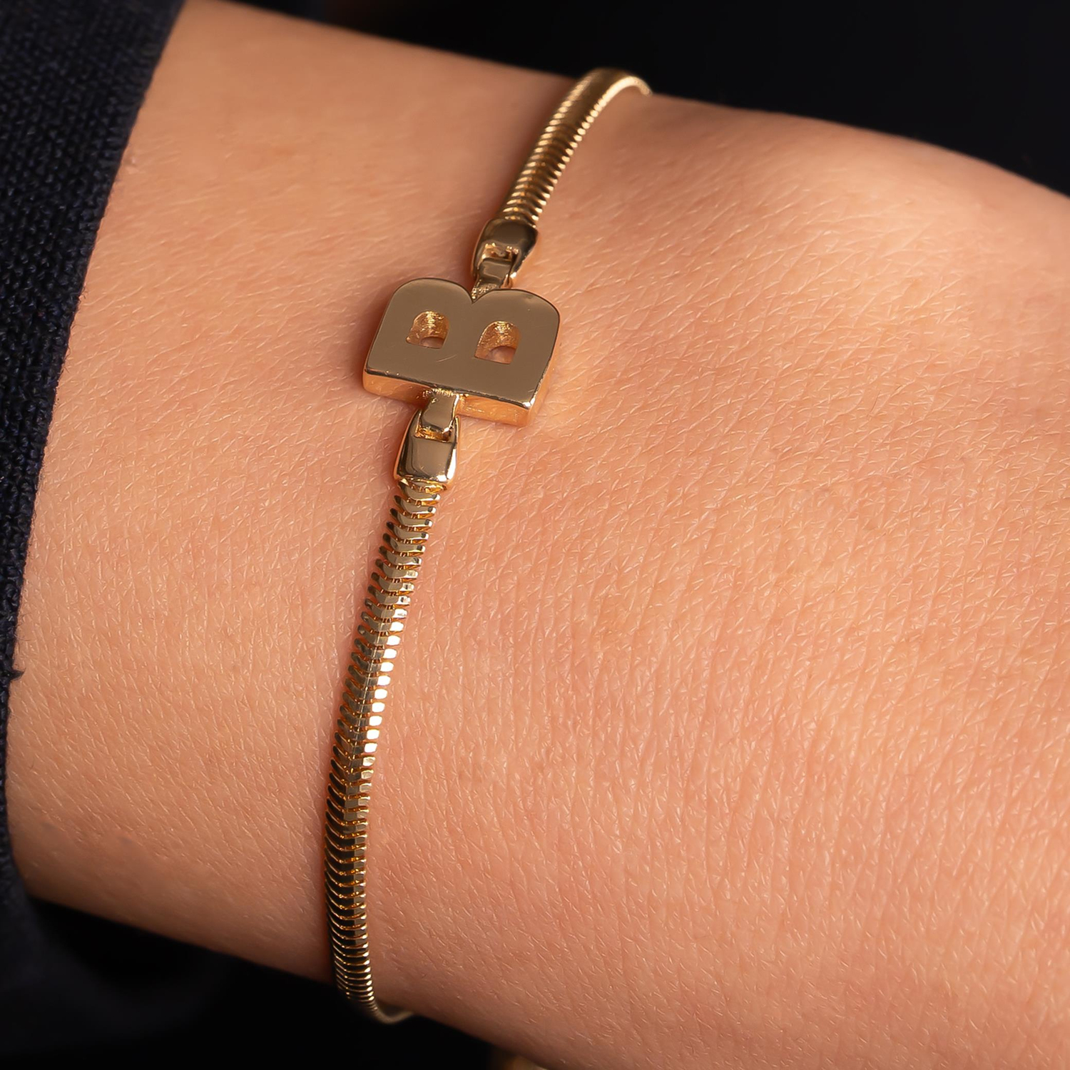 B Harfli 14 Ayar Altın Bileklik