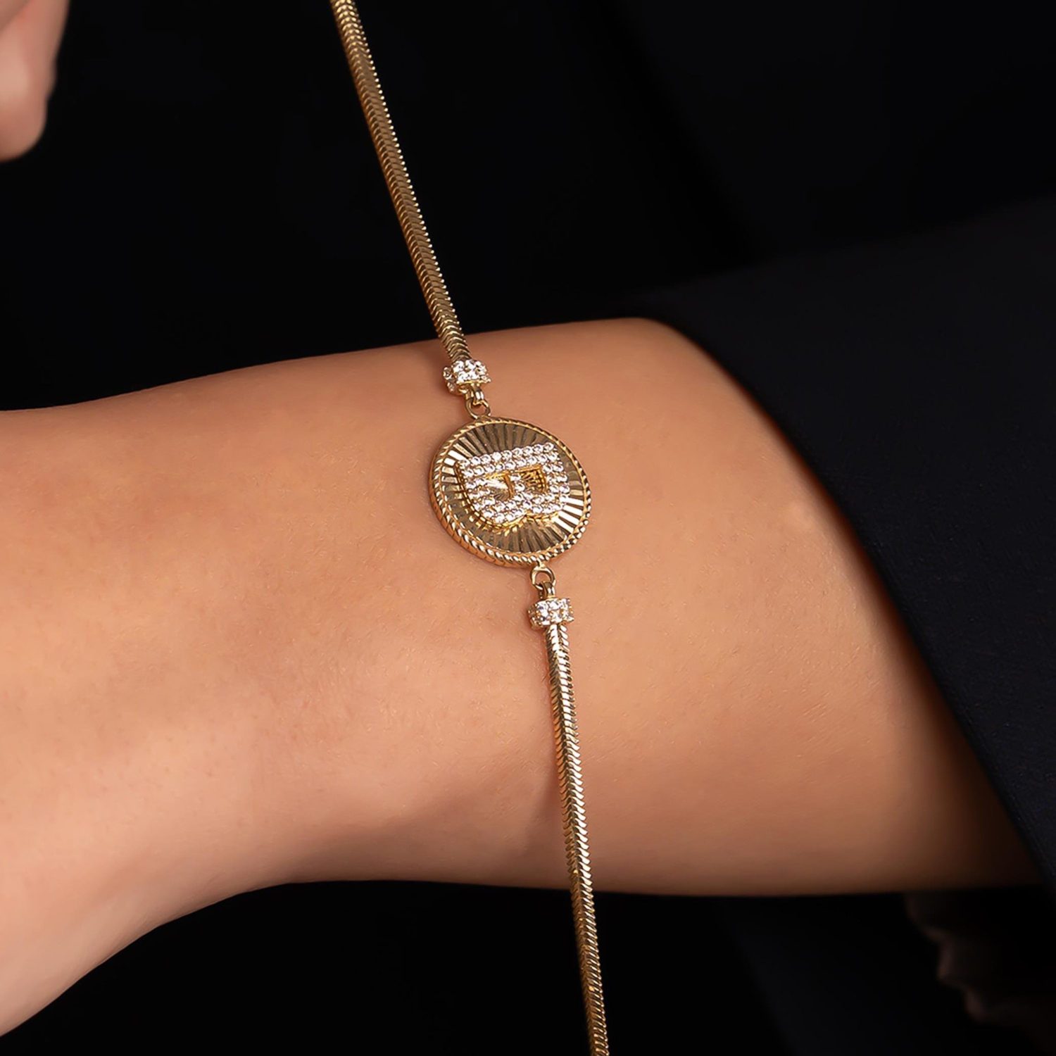 B Harfli 14 Ayar Altın Bileklik