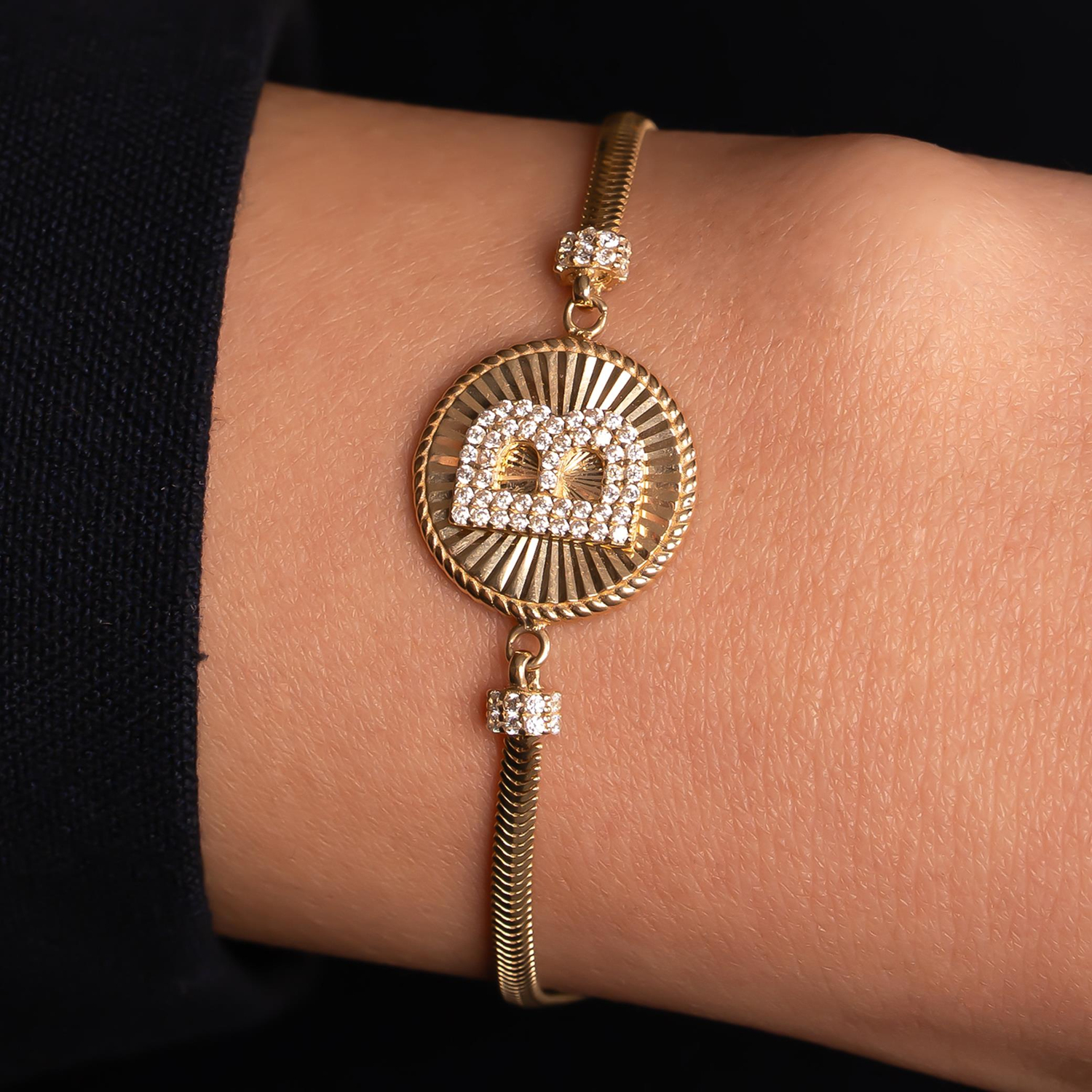 B Harfli 14 Ayar Altın Bileklik