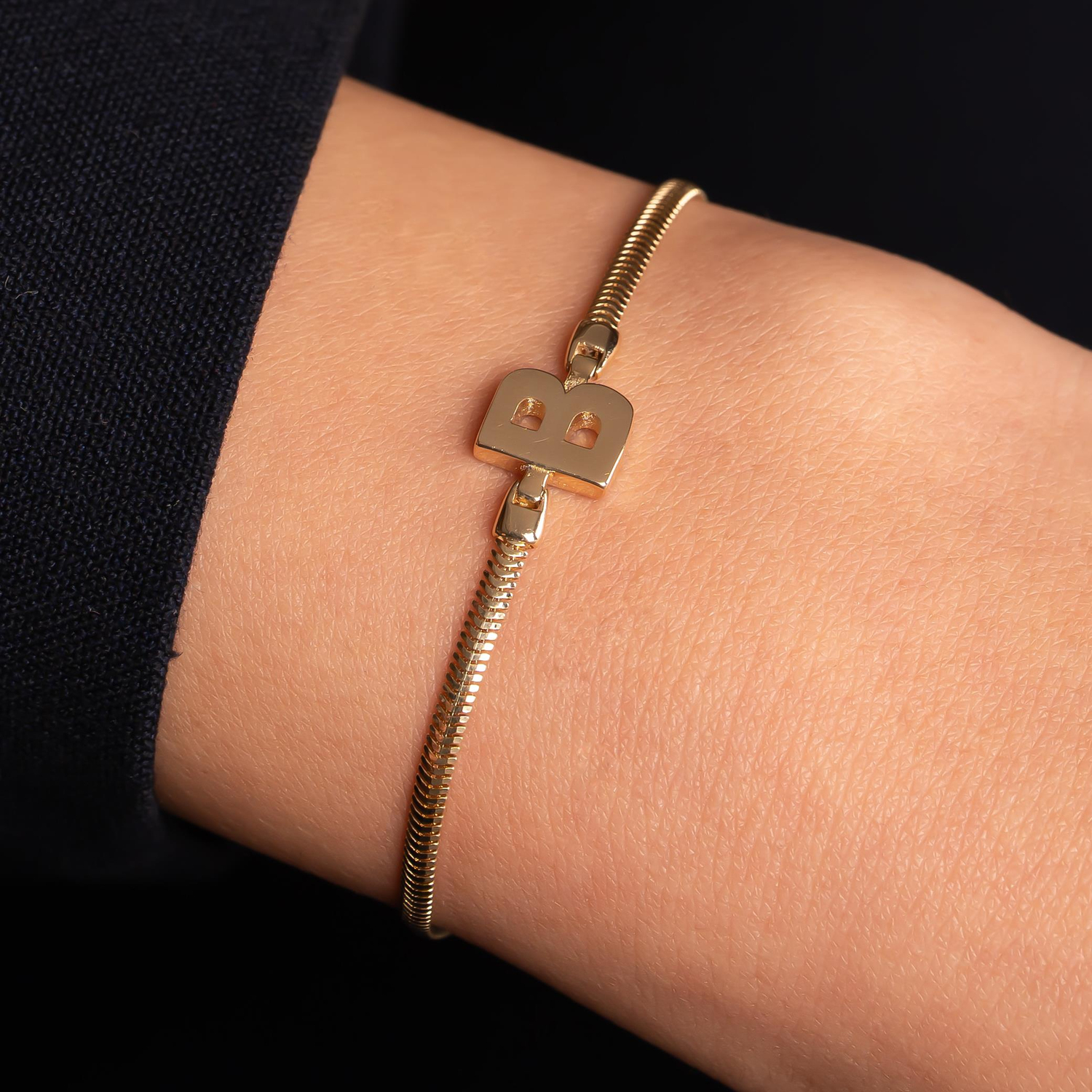 B Harfli 14 Ayar Altın Bileklik