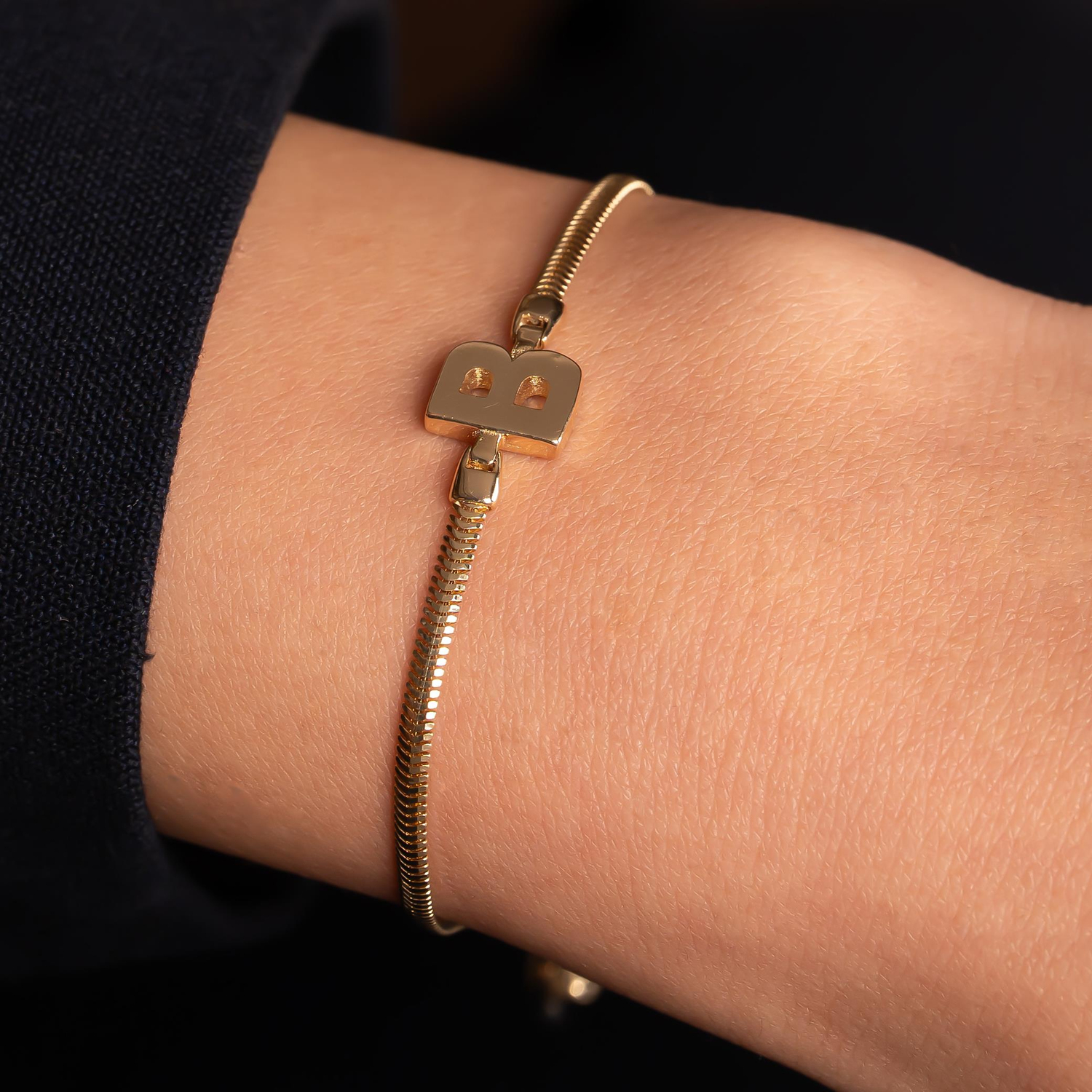 B Harfli 14 Ayar Altın Bileklik