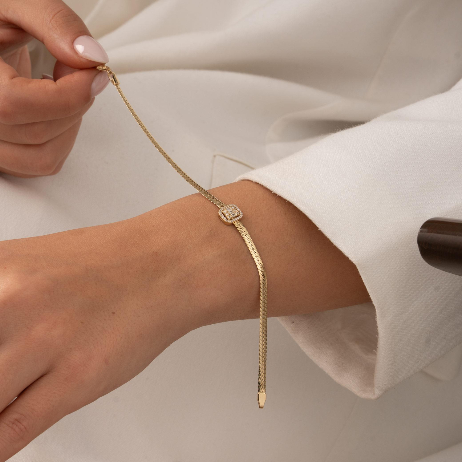 Baget Taşlı 14 Ayar Altın Bileklik