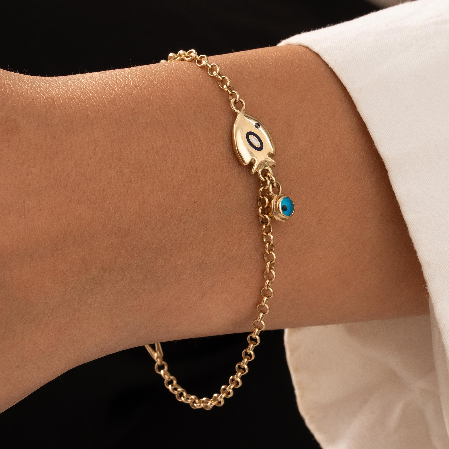 Balık Figürlü Bileklik 14 Ayar Altın