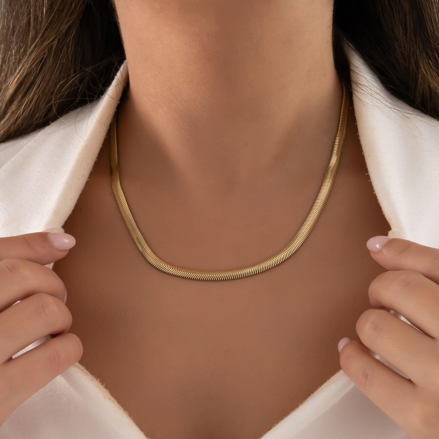 Balıksırtı 5 mm 14 Ayar Altın Zincir