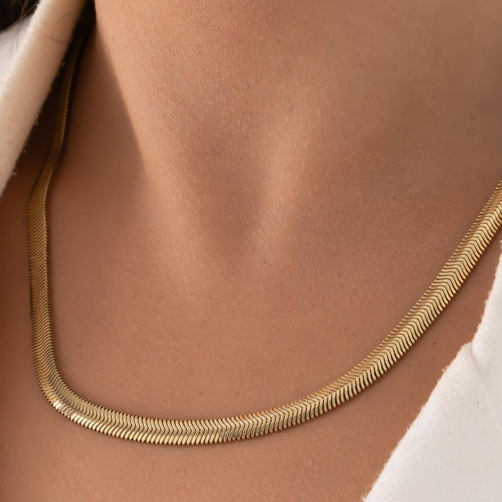 Balıksırtı 5 mm 14 Ayar Altın Zincir