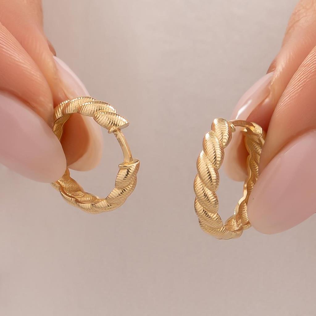 Burgu Halka Küpe 14 Ayar Altın