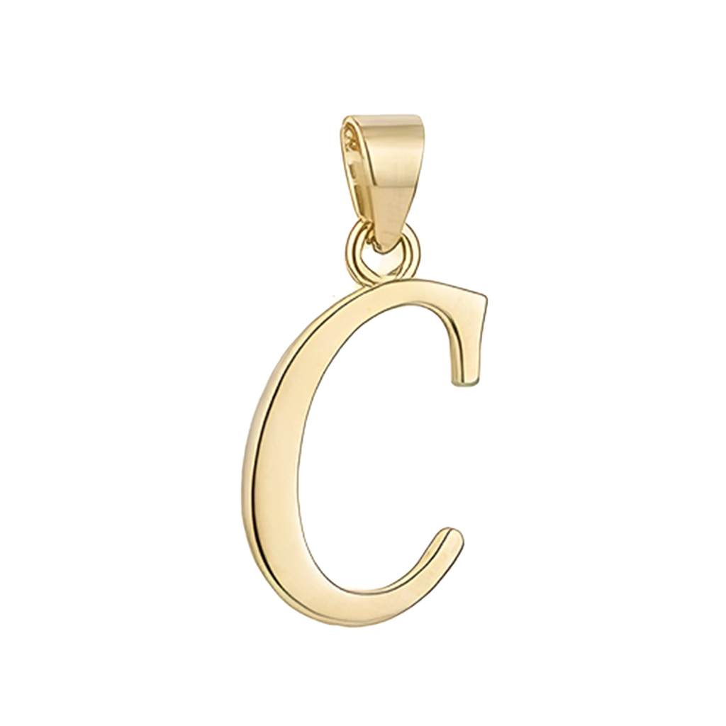 C Harfi El Yazısı 14 Ayar Kolye Ucu
