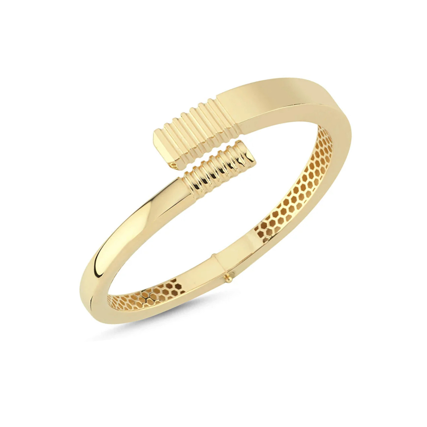 Çapraz Model Taşsız 14 Ayar Altın Kelepçe