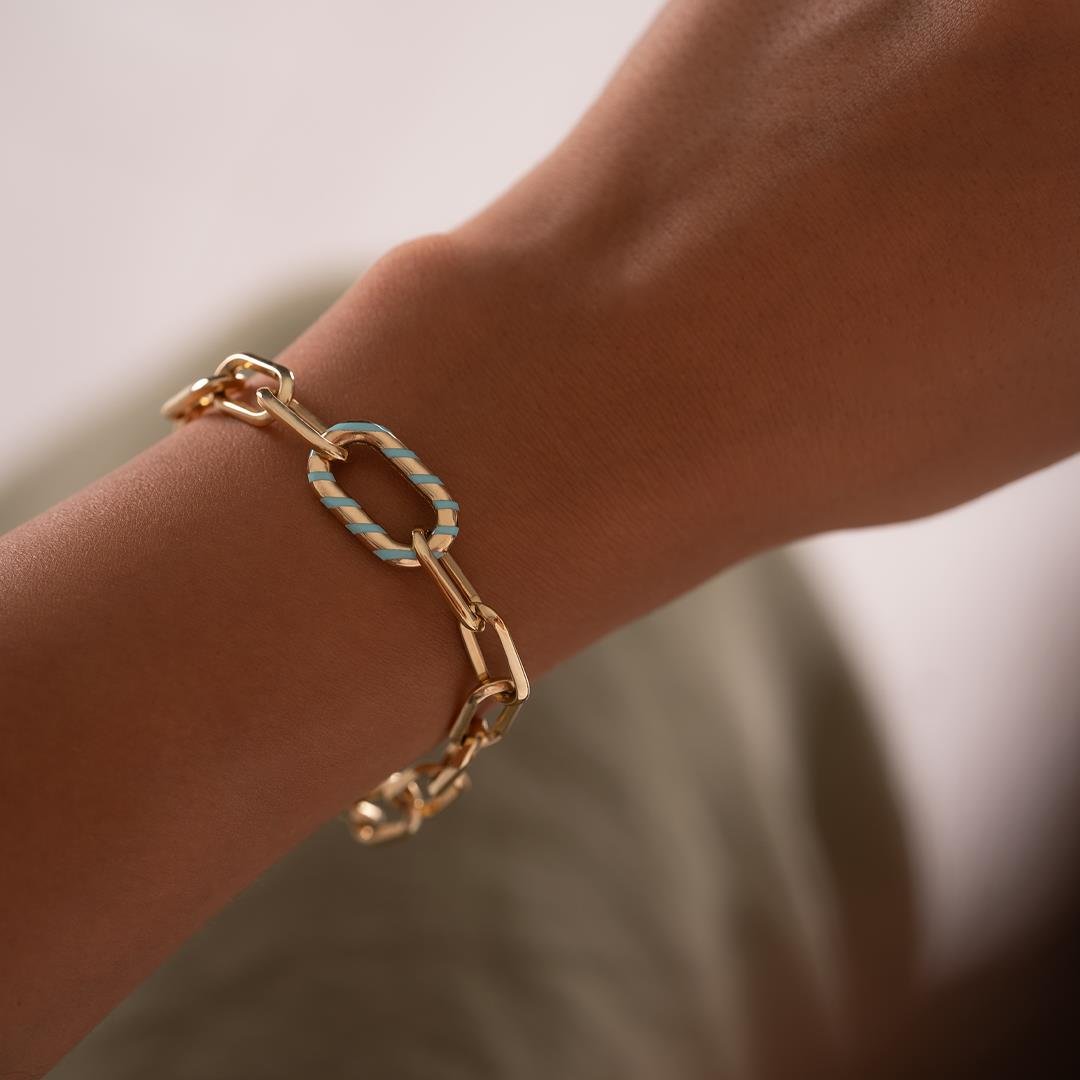 Cetaş Mavi Mineli 14 Ayar Altın Bileklik