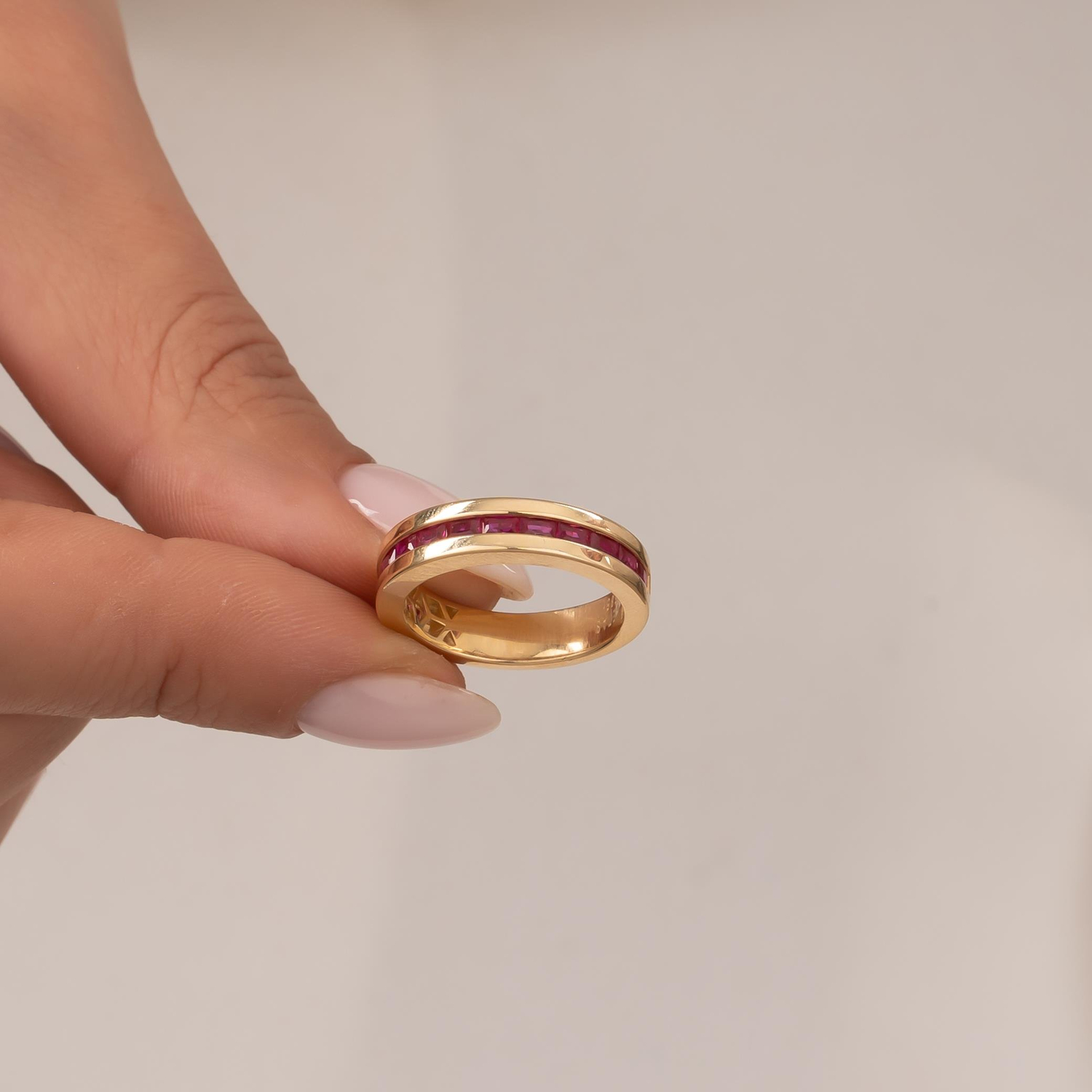 Cetaş Pembe Taşlı 14 Ayar Altın Yüzük