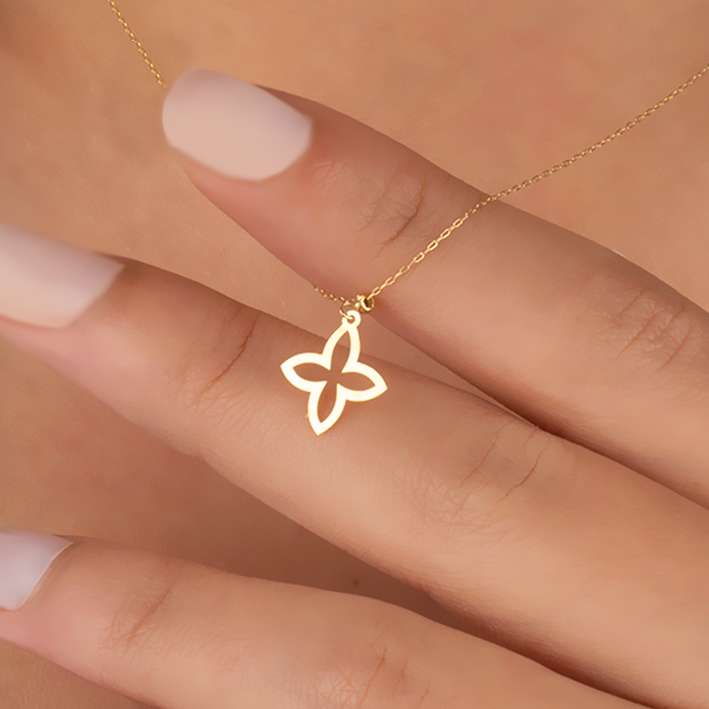 Çiçek 14 Ayar Altın Minimal Kolye