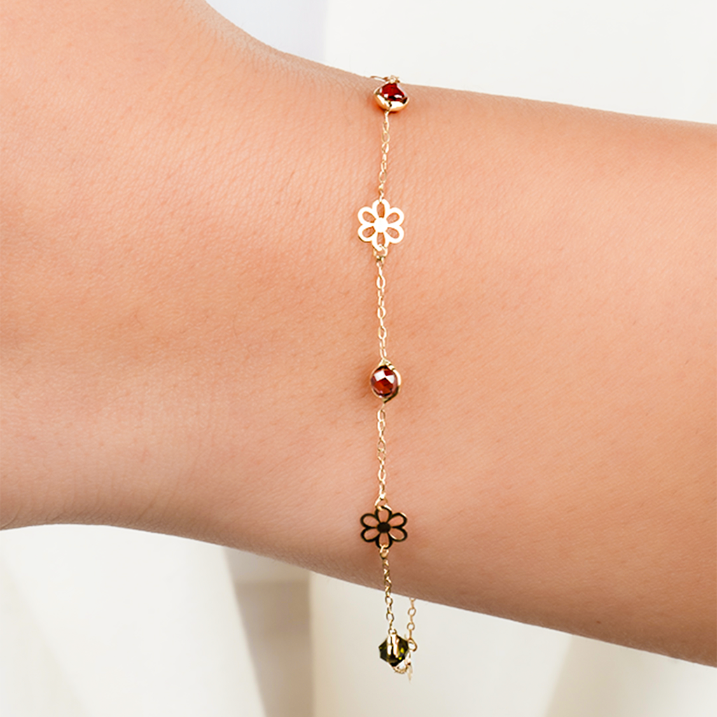 Çiçek Figürlü 14 Ayar Altın Minimal Bileklik