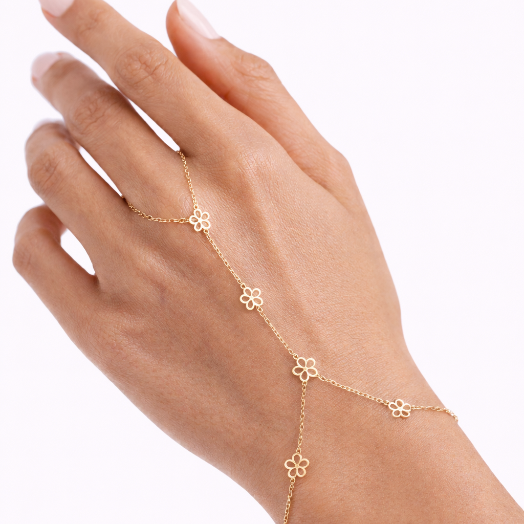 Çiçek Figürlü 14 Ayar Altın Şahmeran Bileklik