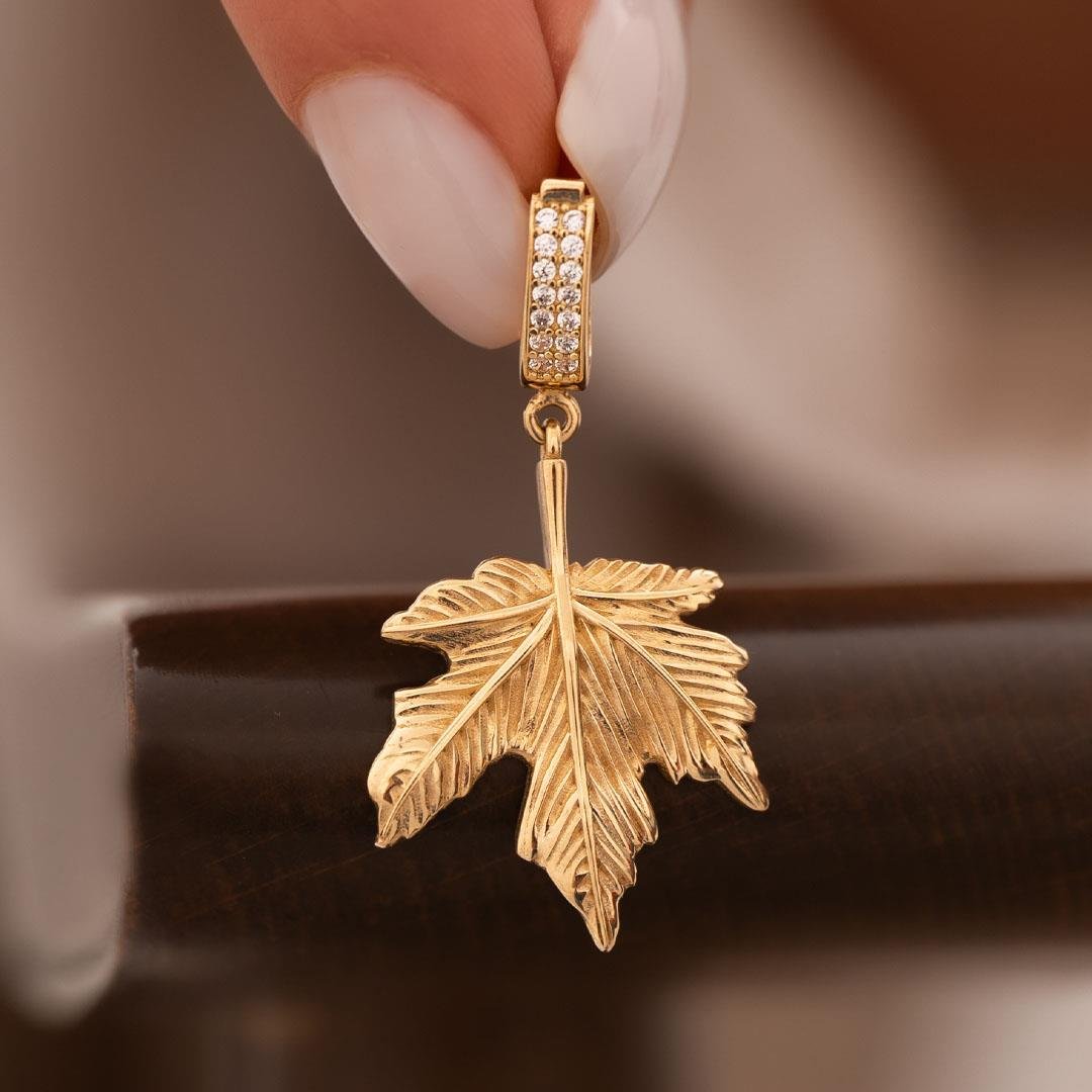 Çınar Yaprağı 14 Ayar Kolye Ucu