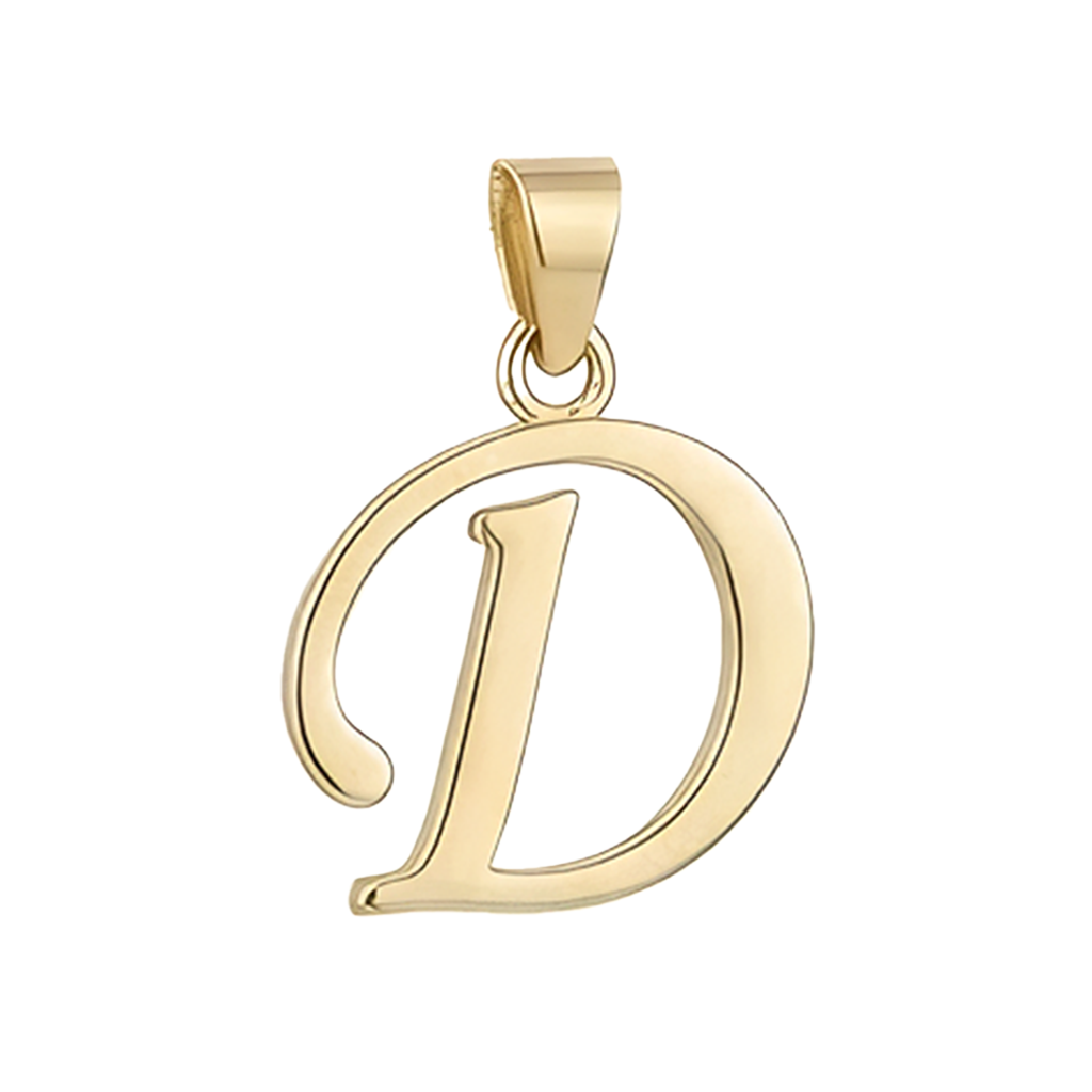 D Harfi El Yazısı 14 Ayar Kolye Ucu