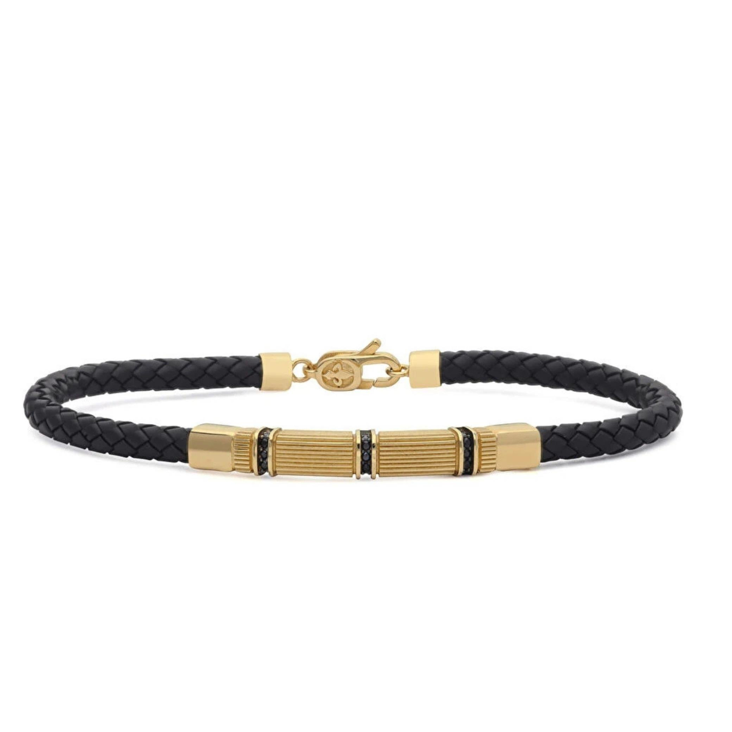 Deri Kordonlu Altın Erkek Bilekliği