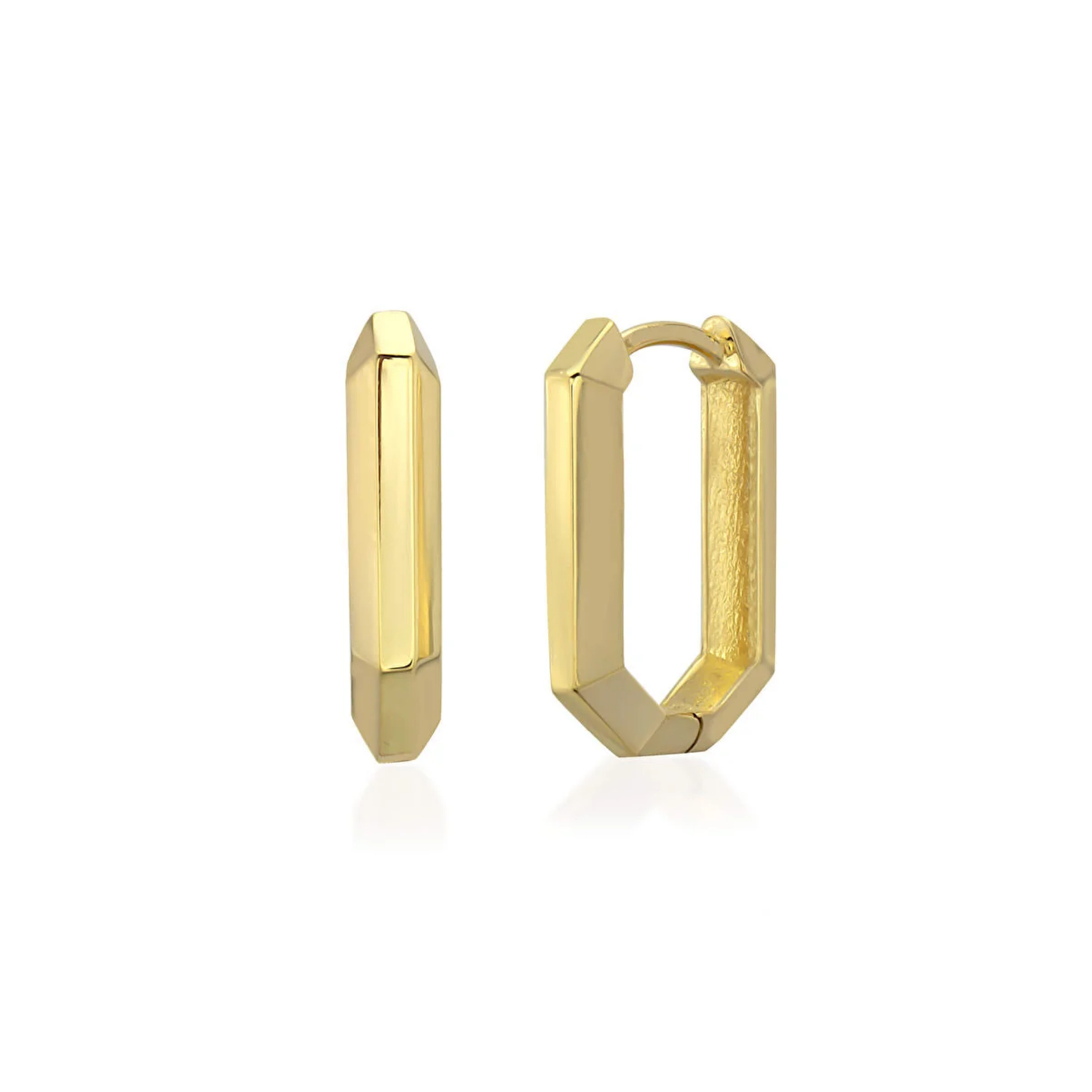 Dikdörtgen Model Halka Küpe 14 Ayar Altın 