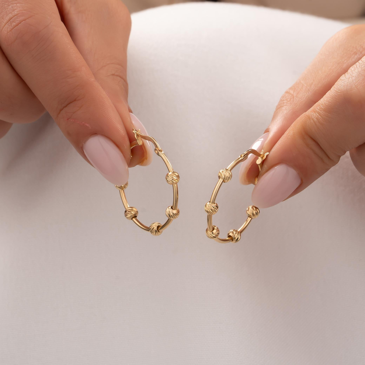 Dorikalı Halka Küpe 14 Ayar Altın