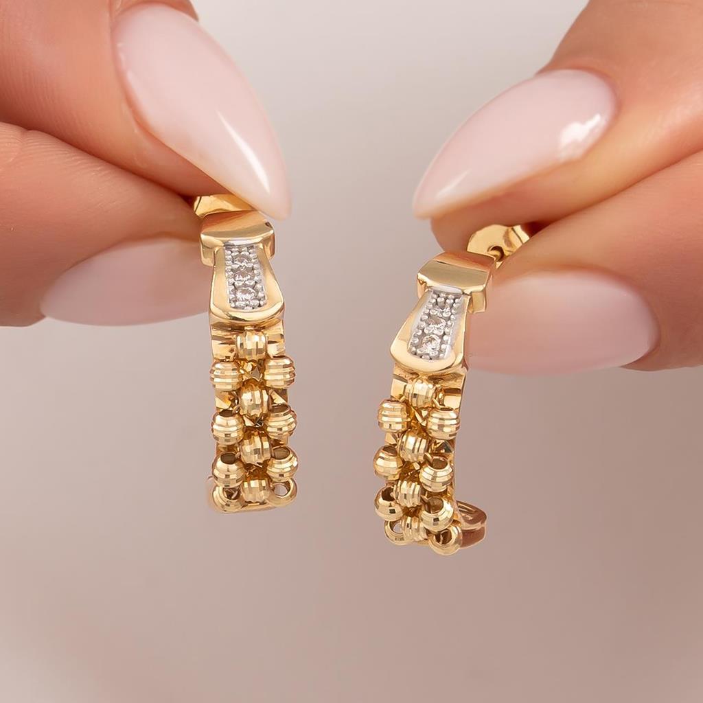 Dorikalı Taşlı 14 Ayar Altın Küpe