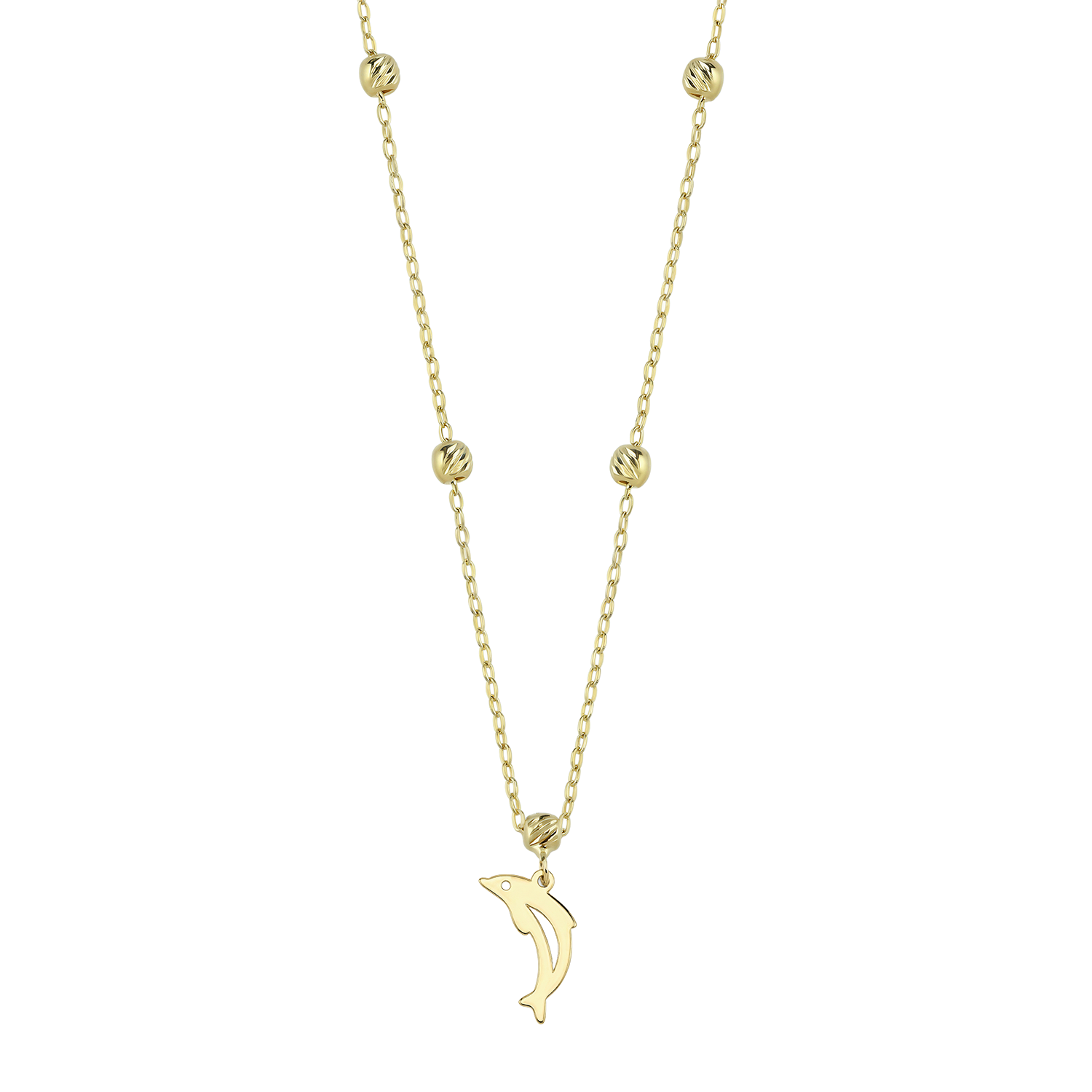 Dorikalı Yunus Balığı Kalp 14 Ayar Altın Kolye