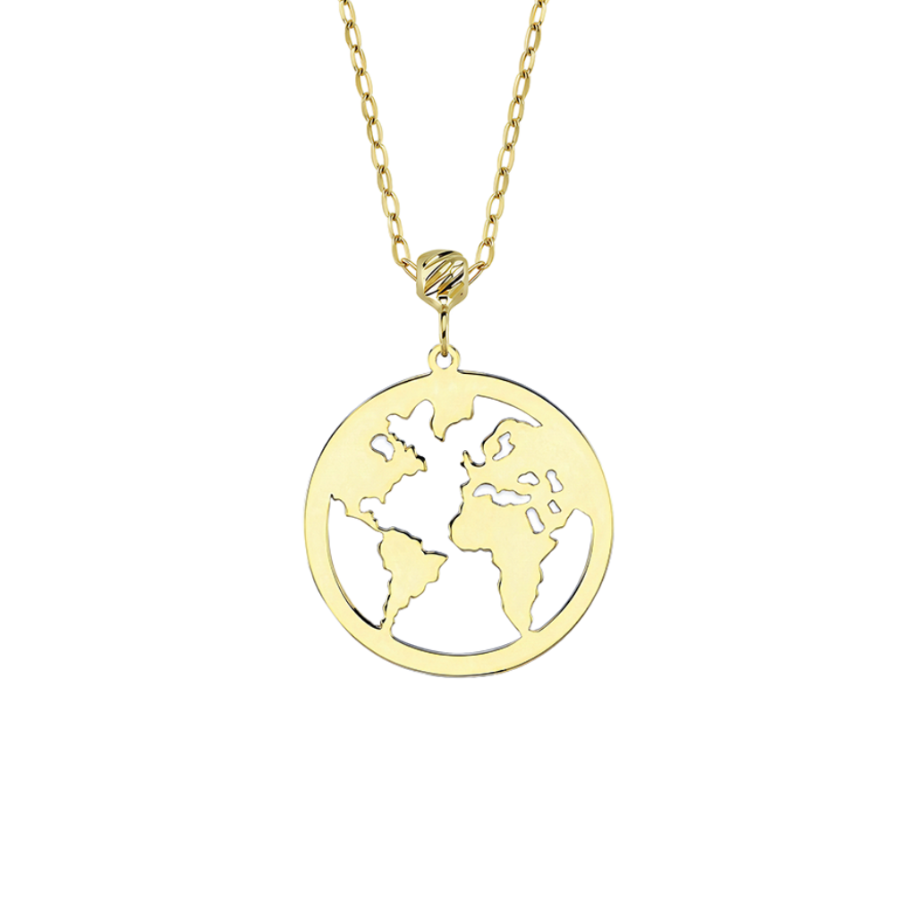 Dünya Figürlü 14 Ayar Altın Kolye