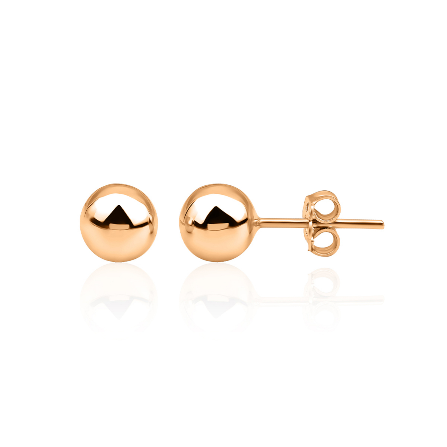 Düz Rose Top Küpe 14 Ayar Altın