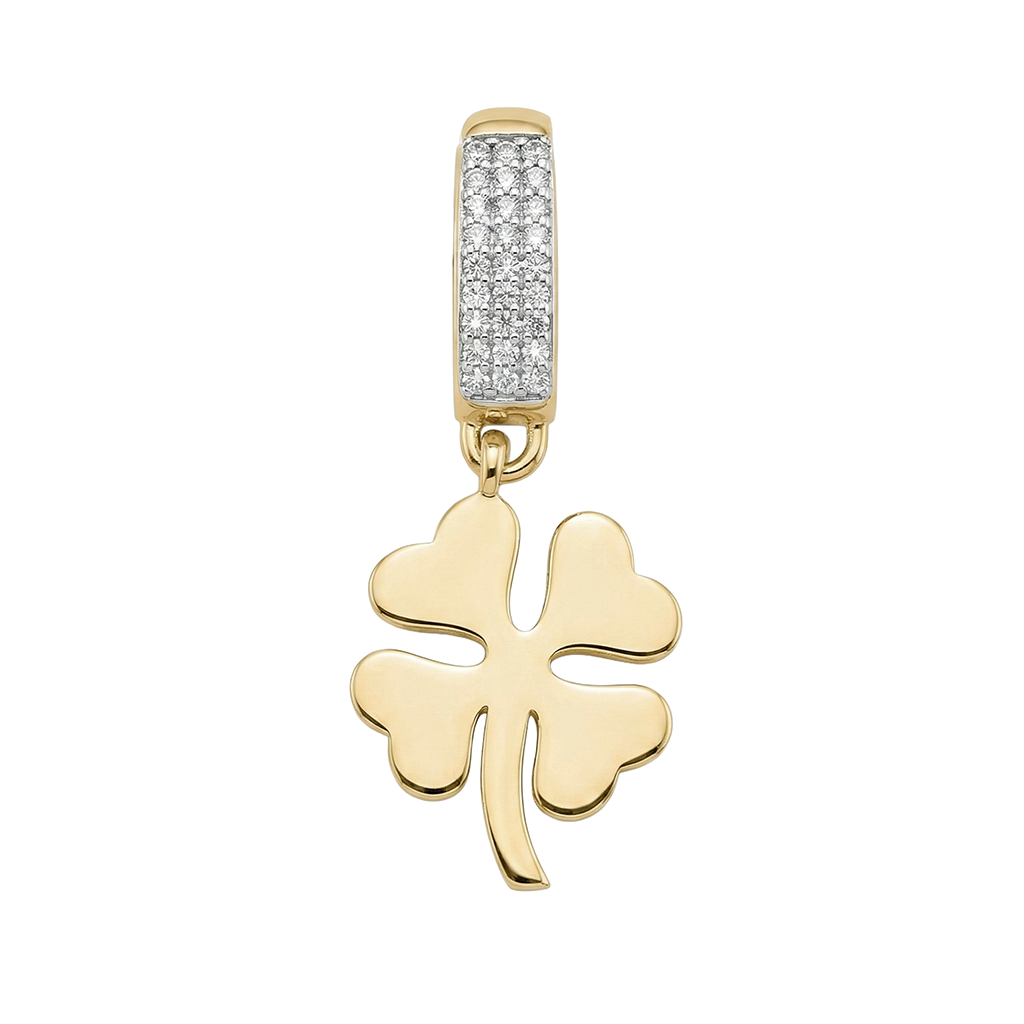 Ema 14 Ayar Altın Yonca Sallantılı 9Mm Bileklik Charm