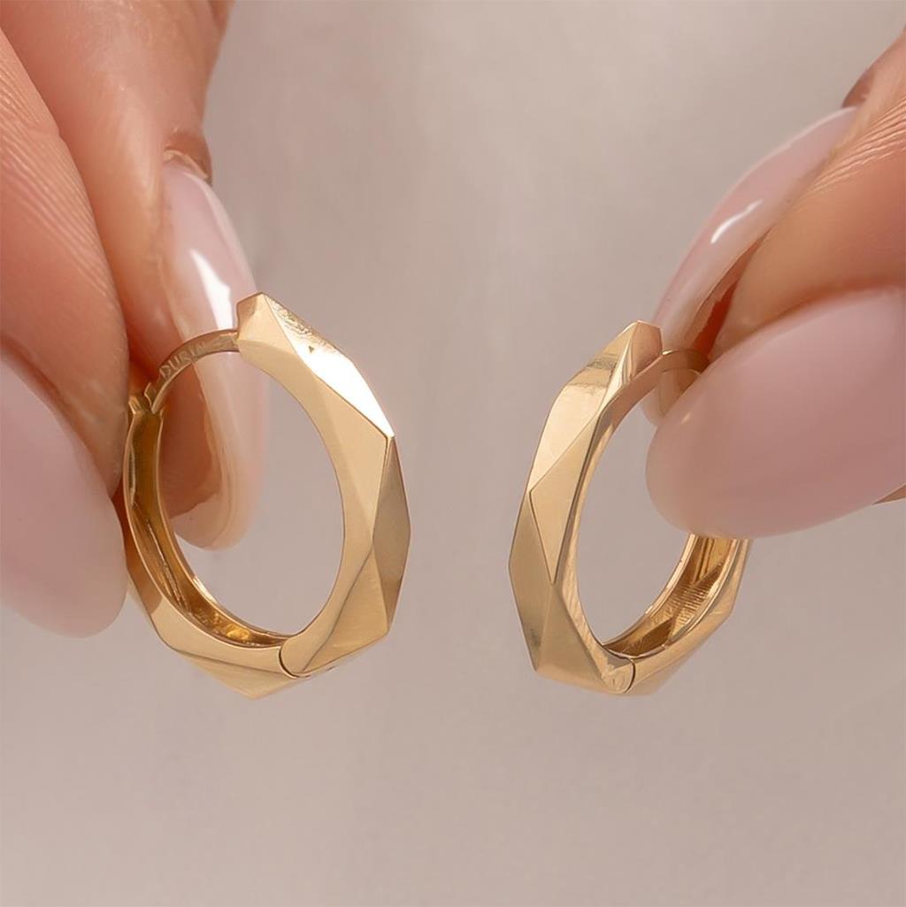 Geometrik Model 14 Ayar Altın Küpe 