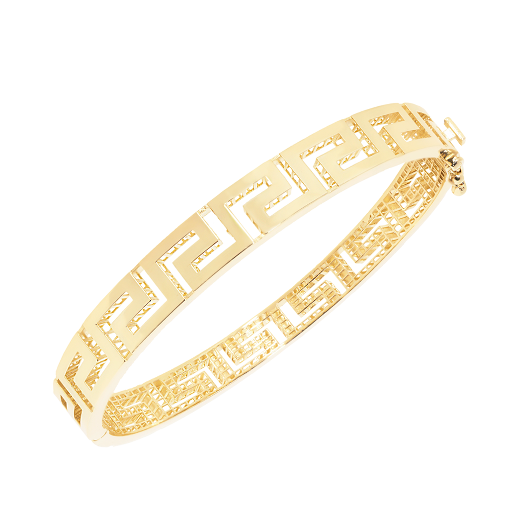 Grek Desenli Taşsız Spor 14 Ayar Altın Kelepçe