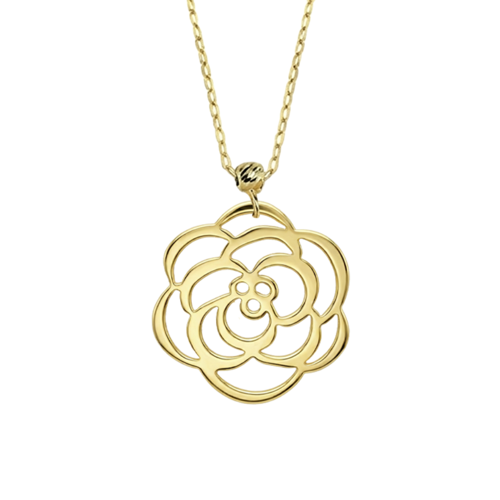 Gül Motifli 14 Ayar Altın Kolye