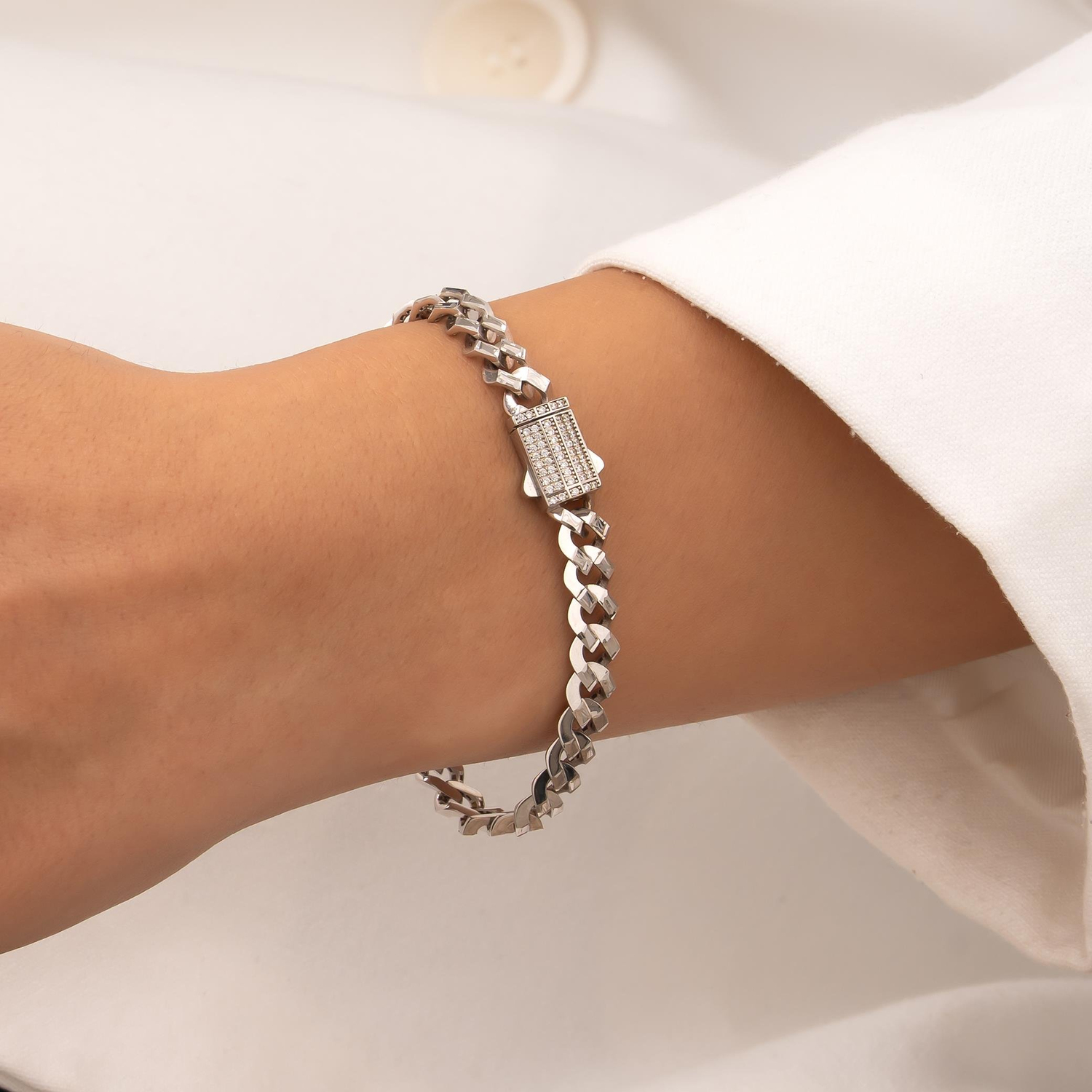 Gurmet 14 Ayar Beyaz Altın Bileklik 