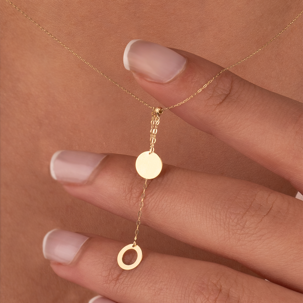 Halka Detaylı 14 Ayar Altın Kolye